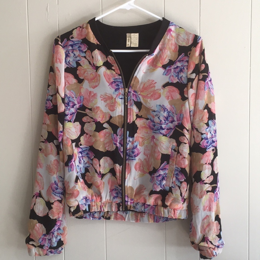 Japna Zip Front Floral Jacket Size S